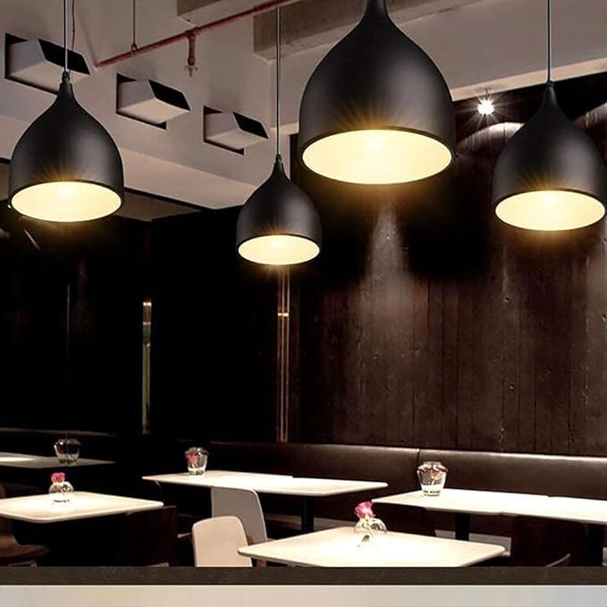 Light4life Set of 4 Black Aluminium Hanging Pendant Celing Light Lamp for- Kitchen, Hall, Cafe, Resturents, Lobby Balcony Bedroom Living Room Batroom Diwali Light Lamp 3