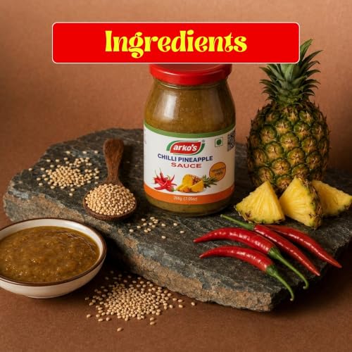 Image of ARKOS Homemade Chilli pineapple Sauce 800gm with 100% natural ingredients,Hot, Tangy, Sour, & Spicy with Authentic Chinese flavour Chilli Pineapple Sauce thick liquid eaten with food