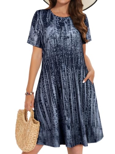 Image of Summer Dresses for Women Casual Tshirt Dress Beach Sundress with Pockets