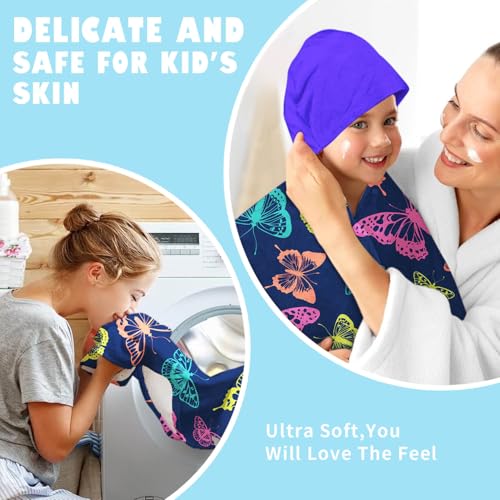 Image of Butterfly Print Girls Beach Towel with Hoodie for Kids Toddlers Age 4-8, Colorful Bath Towels Shower Wrap for Girls, Hooded Poncho Beach Blanket for Pool Swimming Cute Wearable Bath Towel for Child