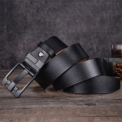 Black Pin Buckle Belt for Men Belts Plus Large Size(White-Patch Five-Pointed star4,115cm)3