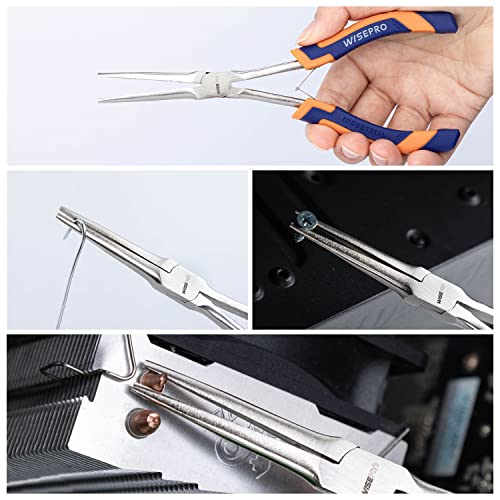Wisepro Mini Long Reach Pliers, 7 Inches Micro Extra Long Needle Nose Pliers, For Gripping, Holding #TOP4