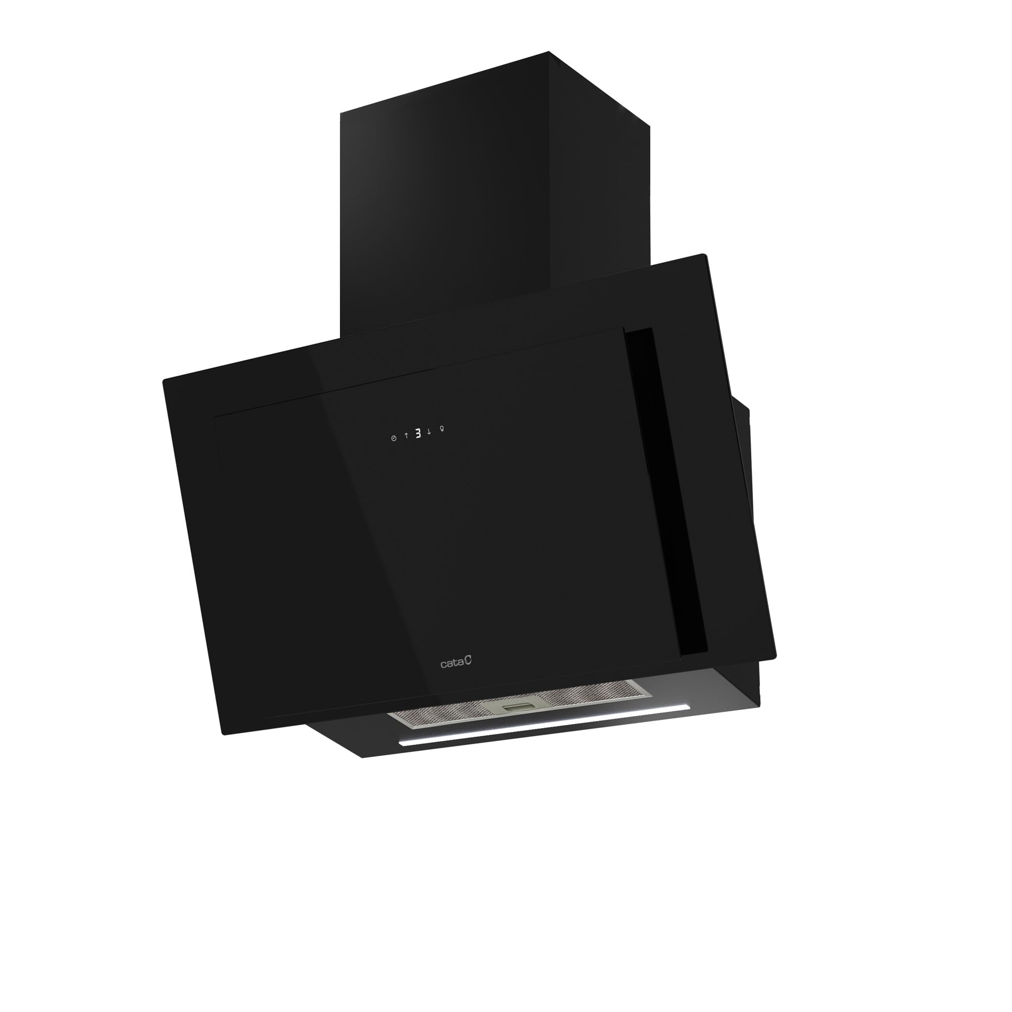 Campana Extractora Decorativa Thalassa PRO 800 GBK, 80 cm, 842 m³/h, 6 Velocidades con Turbo, Control Táctil, Display Digital, LED Bicolor Regulable, AUTO 2, Filtros Lavables, Cristal Negro