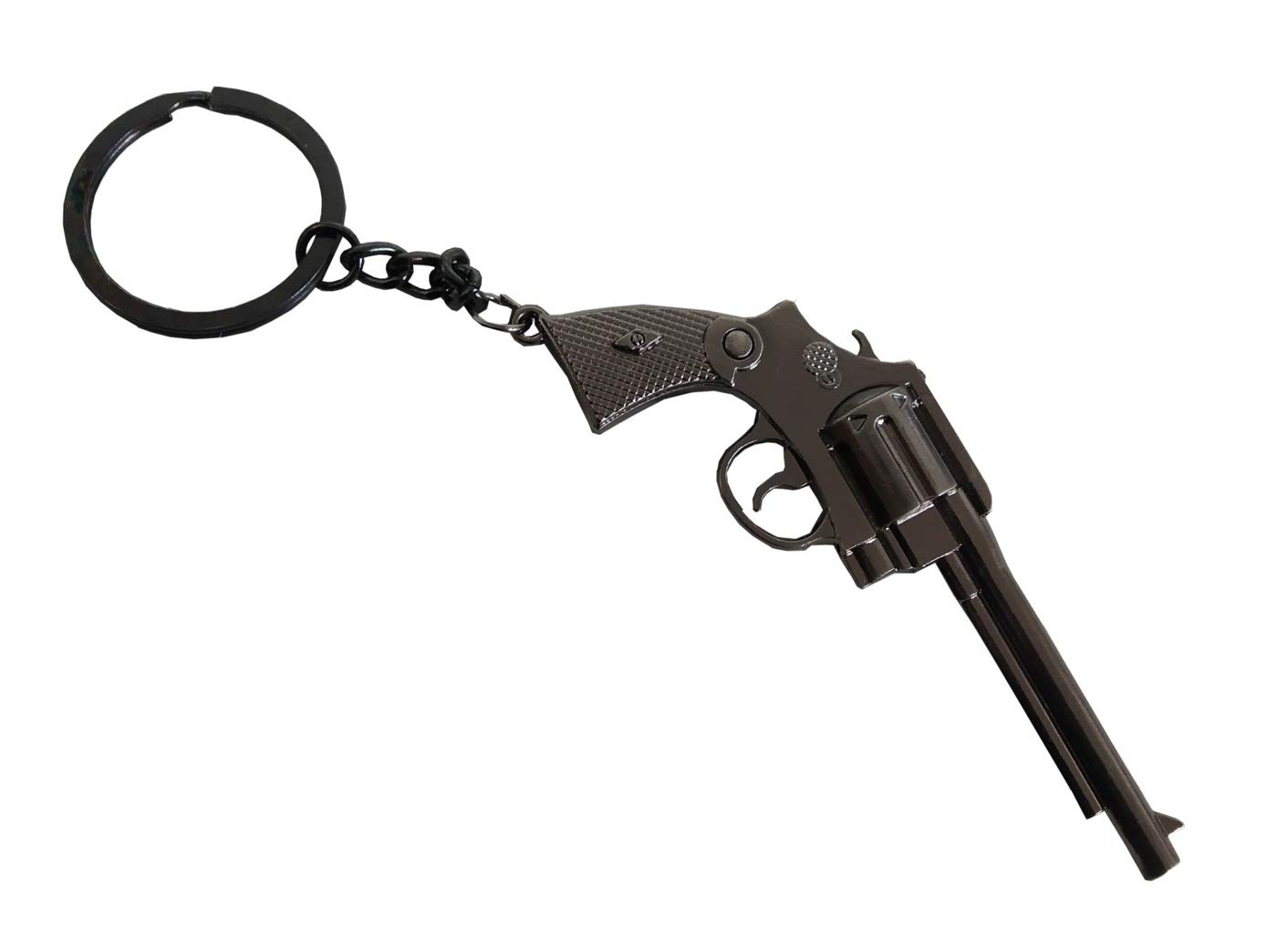 Premium Synthetic Metal Base Unisex Heavy Single Gun/Pistol/Revolver Metallic Toy Key Ring/Keychain For Bikes/Scooty And Cars (Silver)-image-5