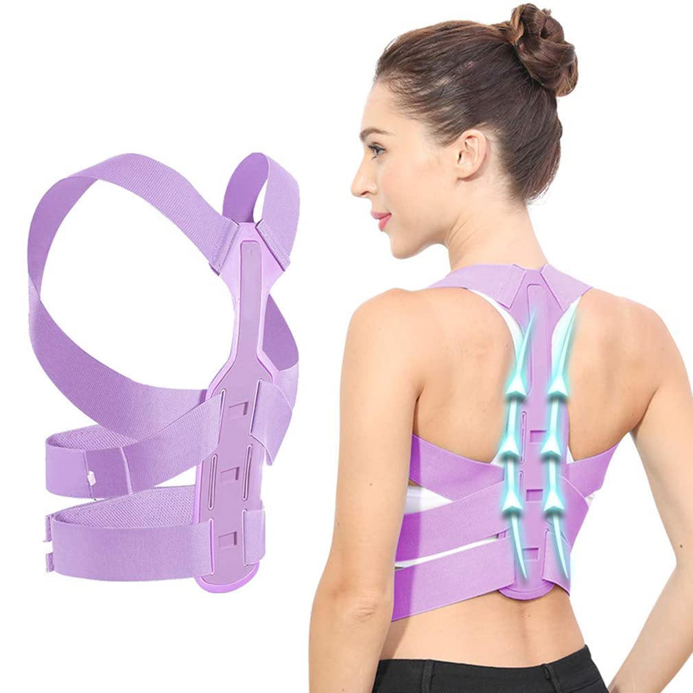 KASTWAVE Posture Corrector for Women, Extended Backplate Back Straightener , Adjustable Upper Back brace for Neck Shoulder Pain Relief and Clavicle Support, Pink, M: 31.5-35.5 in