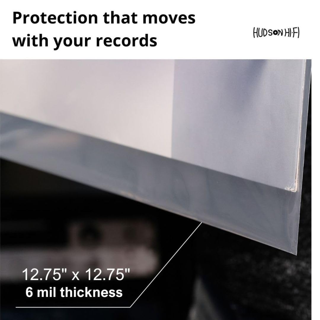 Hudson Hi-Fi Flexible Archival-Grade Vinyl Jacket Outer Sleeves – 100 Pack – Crystal Clear Polypropylene, Anti-Static & Acid-Free Product Image 4