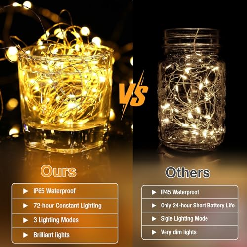 Image of 6 Pack Fairy Lights Battery Operated - 7ft 20 Led Twinkle Lights 3 Modes, Bulk Mini String Lights Waterproof for Mason Jars Vases DIY Party Wedding Table Centerpieces Decoration -Warm White