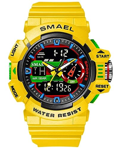 MASTOP Men Large Dial Digital Watch Outdoor Militray Sport Watch with LED Backlight Stopwatch Waterproof Watch