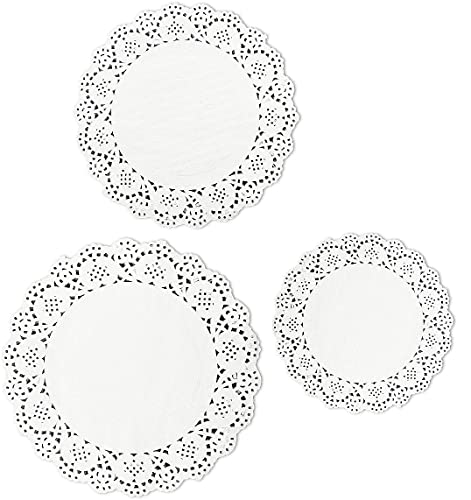 YSTrillion Dentelle Napperons Papier 150 Pièces Dentelle Napperons Papier Blanc,Napperon Papier Rond pour Fête de Famille Ou Table De Mariage Décoration 4,5'