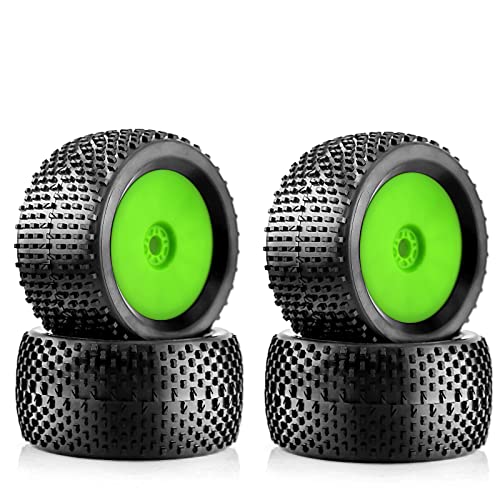 Chanmoo 1/8 RC Off Road Racing Truck Tires And Wheels 17mm Hex Rubber Buggy Tyres OD 140mm For 1:8 Scale Monster Truck Car Arrma Typhon 6S Talion 4WD HPI HSP BAZOOKA CAMPER Kyosho TRAXXAS 4PCS (Green)