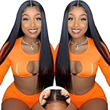 mengkai 20 Inch Glueless Lace Front Wigs Human Hair Pre Plucked Straight HD Lace Front Wigs Human Hair Bleached Knots Natural Hairline Glueless Go and Wear Wigs Human Hair Pre Plucked Pre Cut