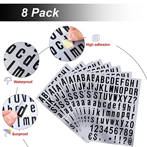 Image of Zonon 8 Sheets Mailbox Numbers Letters Stickers,1 Inch,Black in Silver