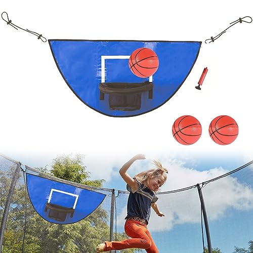 Qivine Trampoline Basketball Hoop, Basketball Hoop for Trampoline Waterproof Basketball for Trampoline with 3 Mini Basketball 96 * 50Cm of Trampolines with Enclosures and Pole Caps