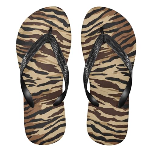 Tiger Stripe Brown Flip Flop Beach Summer Casual Sandal for Women & Men Shower Shoes 20861847