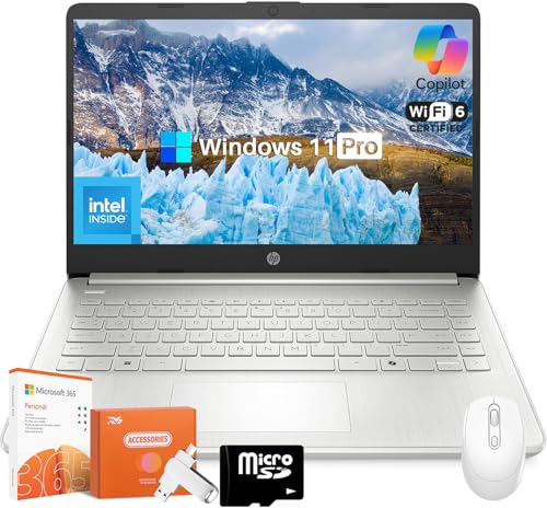 HP 2025 Student Business 14インチノートパソコン Intel N150 CPU(Beats N4120) 14インチ LED 16GB RAM、128GB UFS+256GB MSD+128GB USB、Wi-Fi 6、Copil