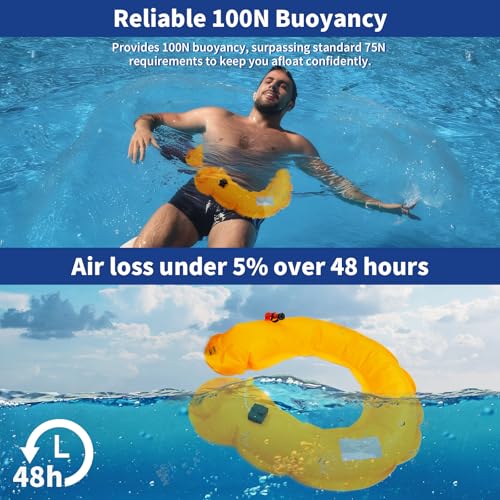 Image of Owntop Manual Inflatable Belt Pack, Adults Swim Jacket with Blowpipe & Whistle, 24g CO2 Cylinder Included, Low Profile for Kayaking, Fishing, Paddle Sports