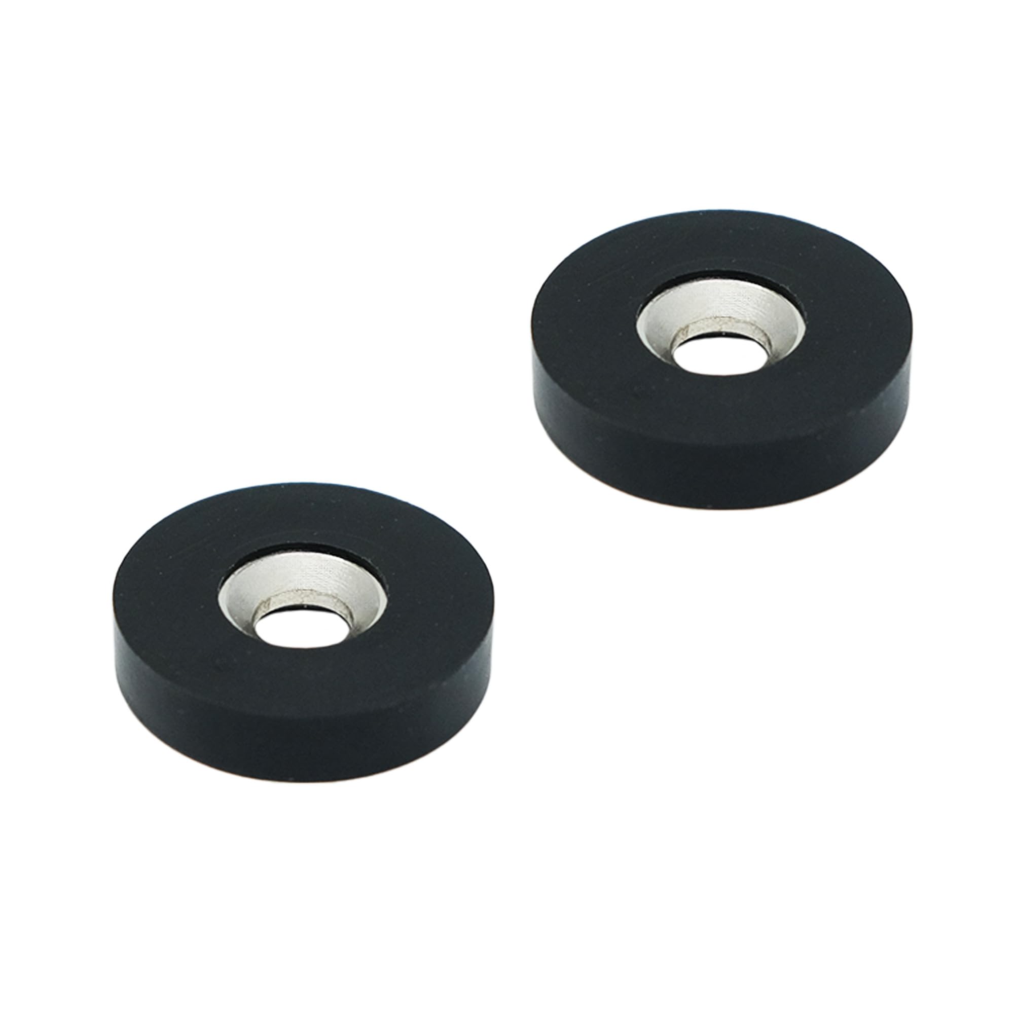 Magnet de Neodimio N42 Recubierto de Goma - 26.5mm de Diámetro x 6mm de Espesor x 7mm C/Fregadero - 6.4kg - Paquete de 20