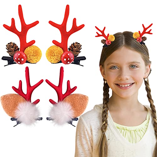 2PCS Reindeer Christmas Hair Clips Antler Hair Clips Deer Horn Hairpins with Pompom Ball Hair AccessoriesΓΒ for Christmas Halloween 2PCS Reindeer Christmas Hair Clips Antler Hair Clips Deer Horn Hairpins with Pompom Ball Hair AccessoriesΓΒ for Christmas Halloween