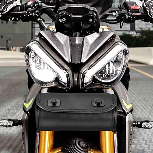 Wisboey Motorrad Tasche PU Leder Lenker Werkzeug Tasche Weichei Bar Roll Aufbewahrung Tasche Sattel Tasche mit 2 Riemen, Universal