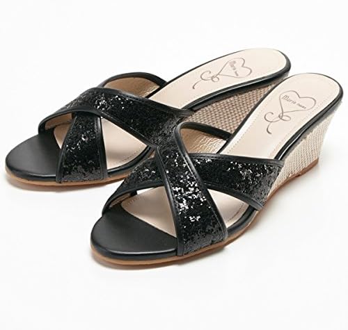 Amazon マリーファム サンダル キラキラグリッターつきミュールサンダル クロラメコンビ1 S 22 0 22 5 Marie Femme マリーファム ミュール