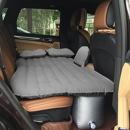 Image of Oshotto Multifunctional Car Travel Bed Mattress with Two Air Pillows, Car Air Pump Compatible with Mahindra XUV 500 (Grey)