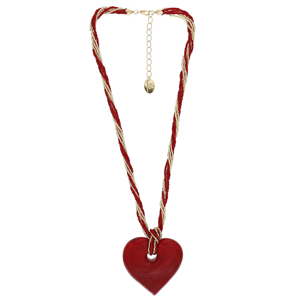 Venetiaurum - Collana per Donna con Cuore Rosso in Vetro Originale di Murano e Argento 925 - Gioiello Made in Italy Certificato