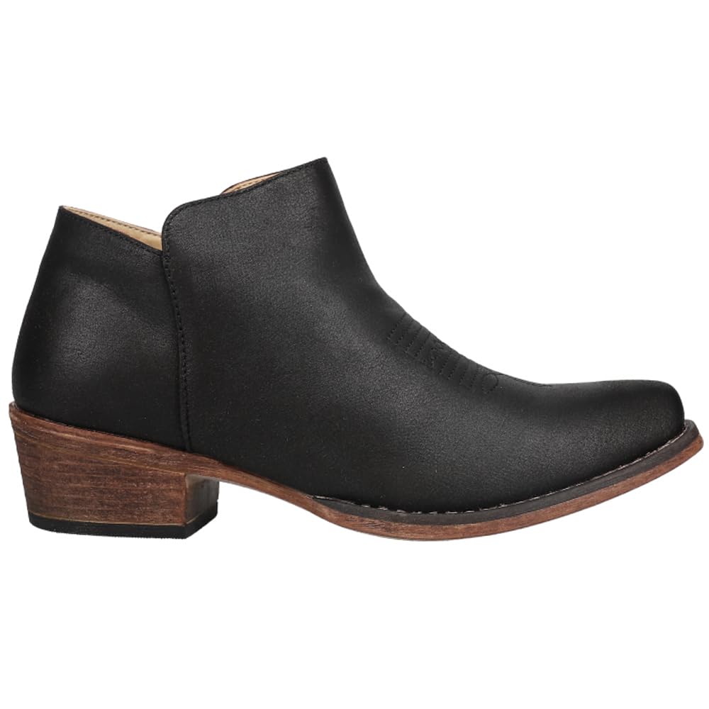 Roper Womens Sofia Snip Toe Zippered Casual Boots Ankle Low Heel 1-2 - Black