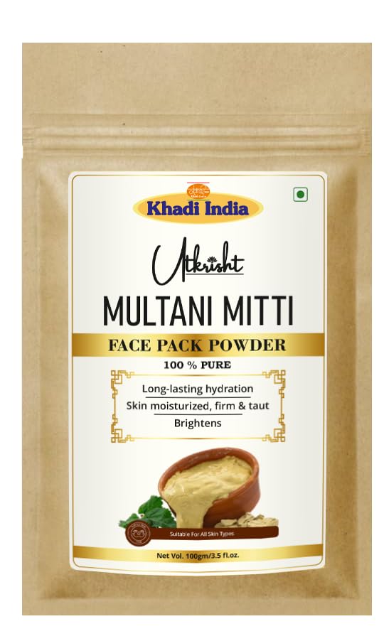 Image of Khadi Multani Mitti Face Pack Powder 100g | For Breakouts, Blackheads & Glowing Skin | With Natural Clay for Deep Cleansing & Oil Control | Removes Impurities | Face Pack for Men & Women