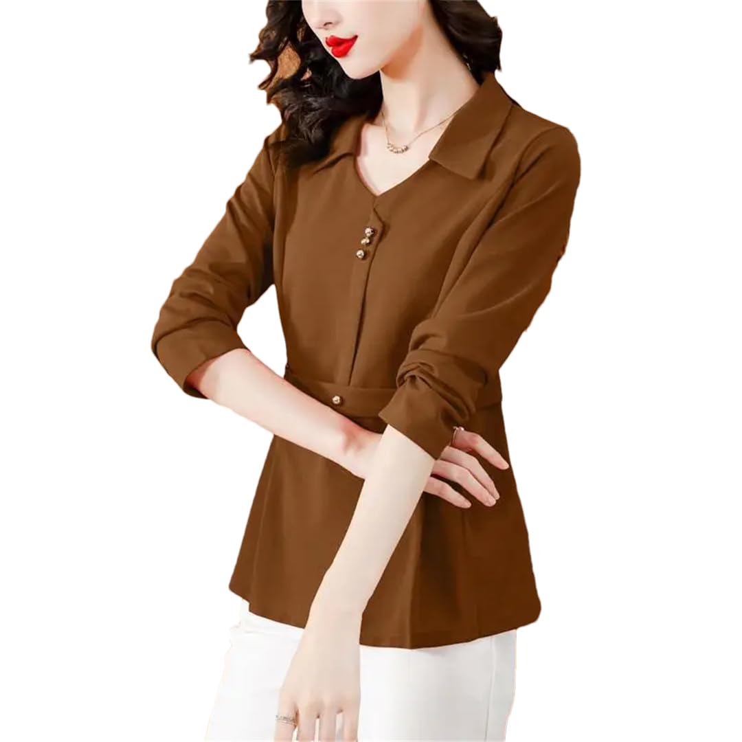 Camicetta da donna basic retrò pancia peplo top camicette