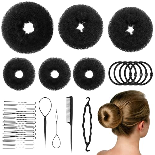 CllyCnny Hair Bun Maker - 35Pcs Donut Bun Maker for Tool Long Hair Ponytail Roller Ballet Women kids