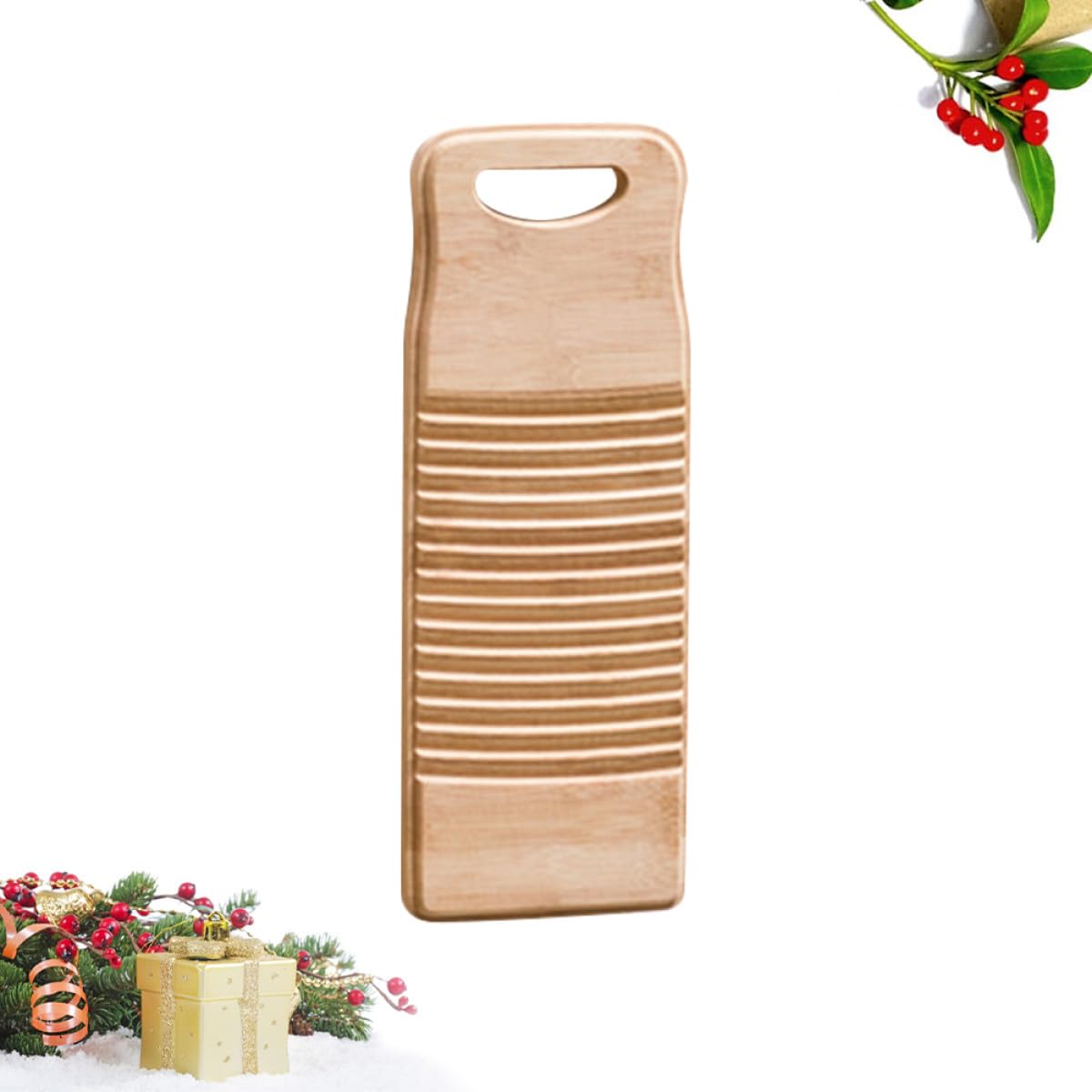 STOBAZA Waschbrett Holz Bambus mit Rutschfestem Design Verdicktes Wäschebrett aus Robustem Verbundmaterial für Kleidung im Haushalt und Shop