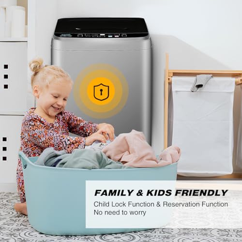 Portable Washing Machine, 17.7lbs Full-Automatic Small Washing Machine for Apartment, 10 Wash Programs with Drain Hose Dorm Size Portable Washer for RV, Home, College, Grey