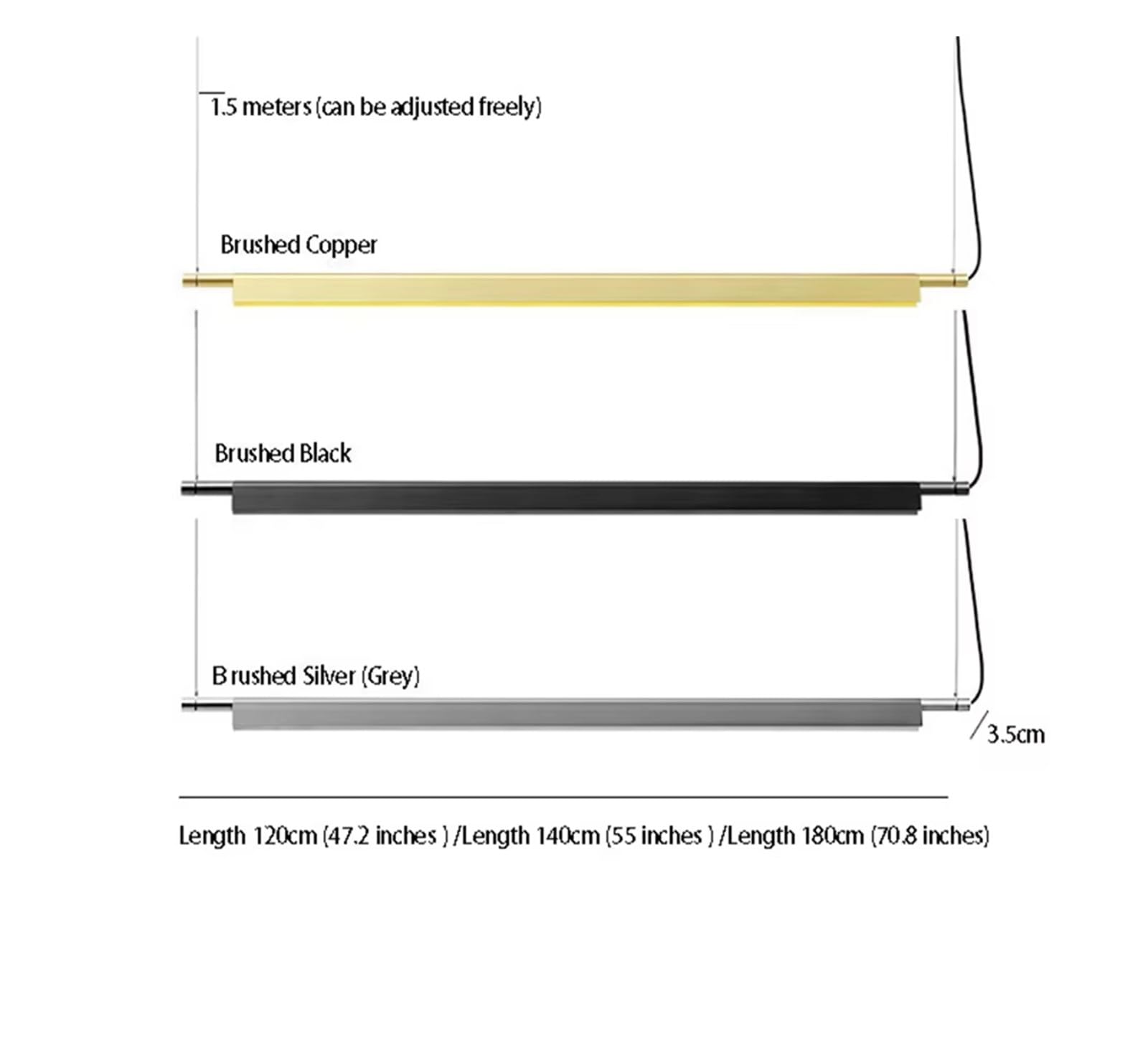 da a Sospensione lineare nordica, Design Creativo, da a Sospensione per Soggiorno, Ufficio, Ristorante, Tavolo da Pranzo a LED, Lungo, Moderno (Argento, Lunghezza 85 cm)