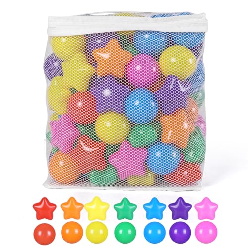 STARBOLO Ball Pit Balls - 100pcs Crush Proof Plastic Children's Toy Balls Bright 7 Colors Ocean Balls for Birthday Parties Games Pool