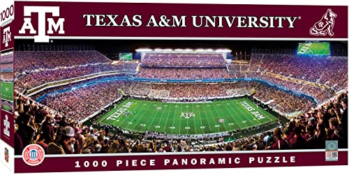Image of MasterPieces 1000 Piece Jigsaw Puzzle - NCAA Texas A&M Aggies Panoramic Football Stadium View, Fun for Adults & Family, 13 inchx39 inch, Eco-Friendly, Challenging & Relaxing