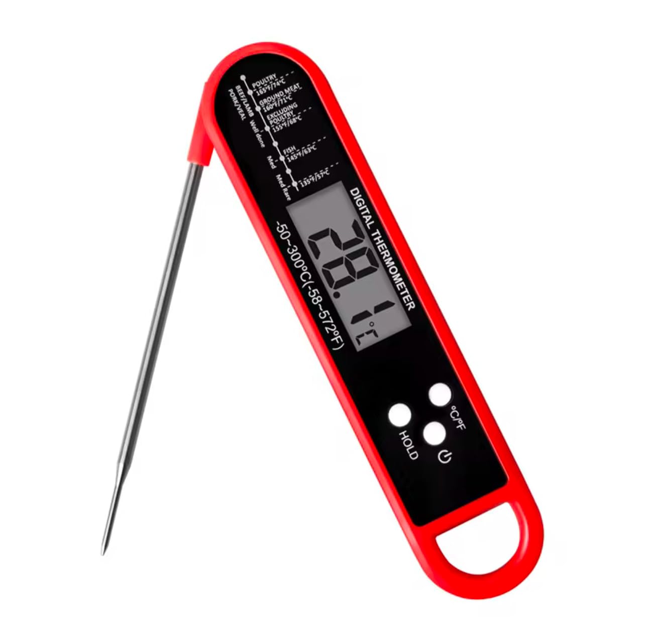 Meat Thermometer Digital for Grilling and Cooking, Instant Read LCD Display, Magnetic Back, for Cooking and Baking, Instant Read,with Backlight, Hold Function & Magnet for Kitchen, Beef, Grill, BBQ.