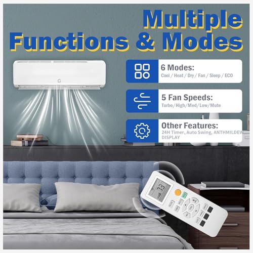 Image of Garvee 12000 BTU Mini Split AC /Heating System, 19 SEER2 Inverter Split System Air Conditioners, Ductless Wall Mount Heat Pump, AC Unit Cool Up to 750 Sq. Ft, Installation Kits, 230V