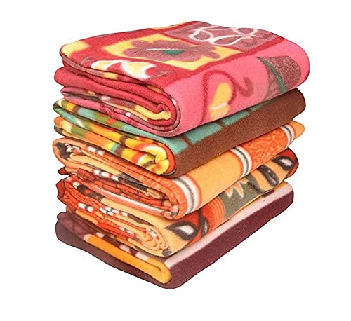 BEAUCURL Single Bed Soft Touch Low Weight Polar Fleece Blanket/Warm Bed Sheet for Light Winters/Summer/AC Blankets (Multicolour) - Pack of 5