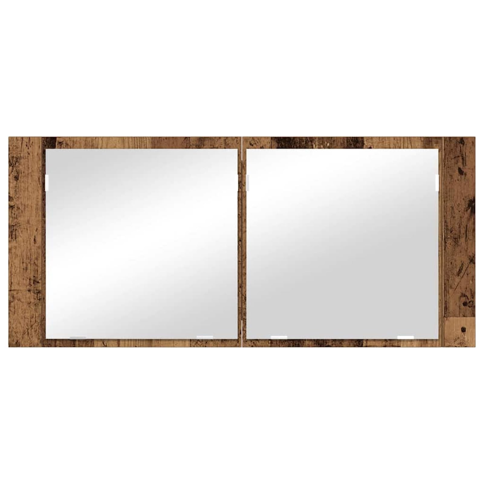 Armoire miroir LED murale en bois vieilli 100 x 45 x 12 cm avec miroir plat et portes à charnières