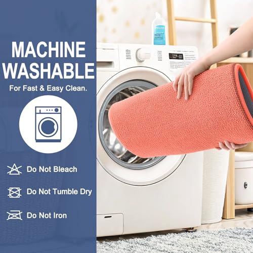 Image of OLANLY Thick Memory Foam Bath Mat Rug 30x20, Extra Soft Absorbent Bathroom Rug, Quick Dry Bath Mats, Non-Slip, Machine Washable Carpet for Bathroom, Tub and Shower, Home Decor Accessories, Coral