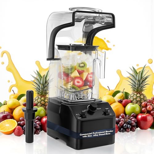 Image of Commercial Blender for Smoothies, Professional Blender, High Speed Quiet Countertop Blenders with Sound Enclosure, 70 Oz Pitcher, Self-Cleaning (BLACK)