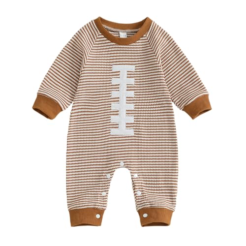 Infant Baby Boy Football Outfit Rugby Print Funny Sweatshirt Romper Playsuit Football Season Cotton One-piece Jumpsuit