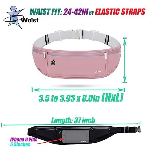 Image of USHAKE Slim Running Belt, Workout Fanny Pack for Men Women,Exercise Waist Pack for Apple iPhone Holder, Runner Belt for Running Walking Cycling Camping Gym Red