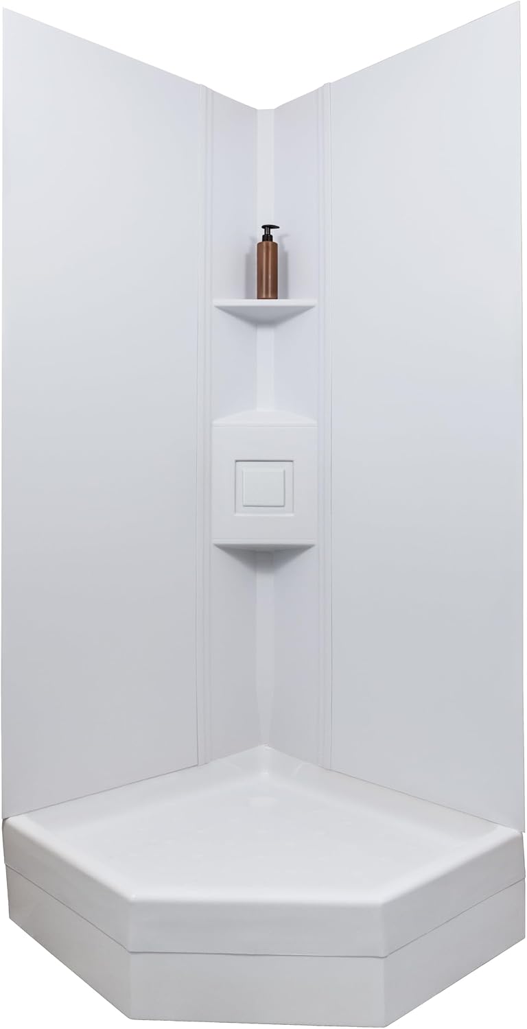 White Neo-Angle Modular Shower Surround Kit
