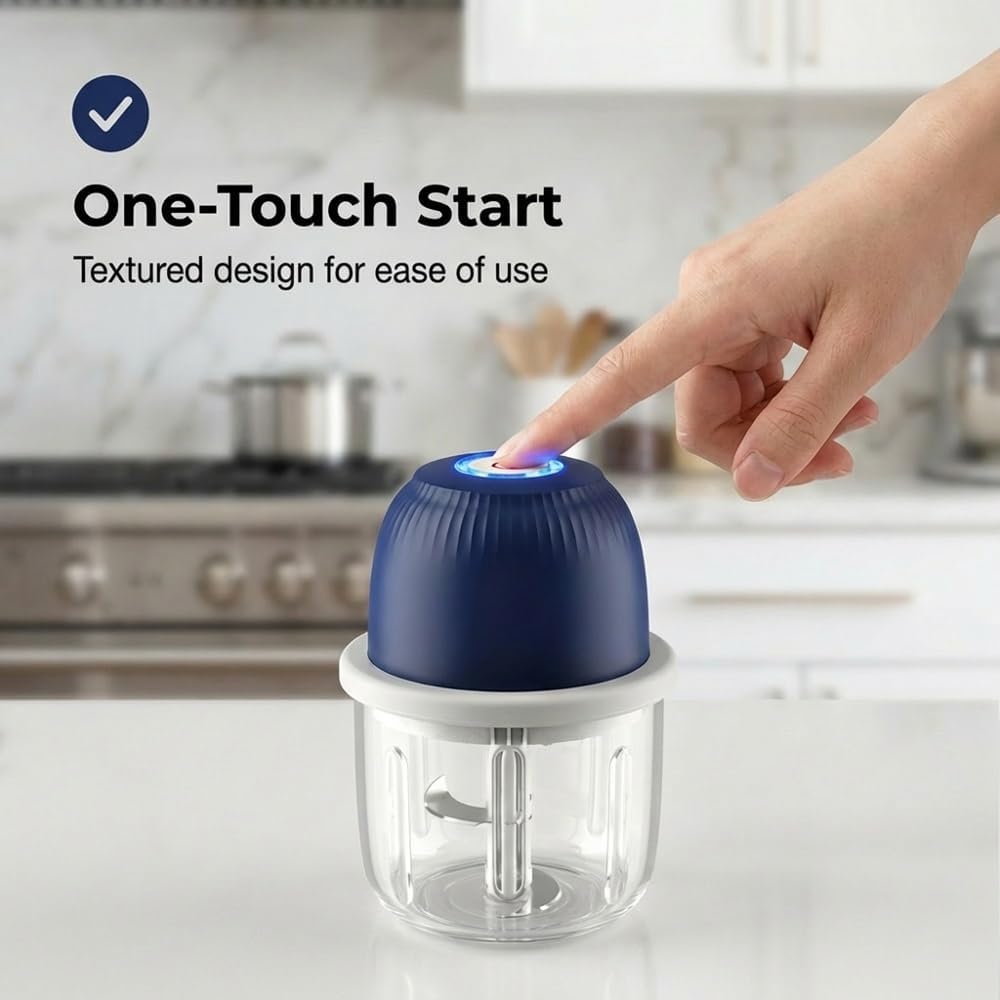Electric Garlic Chopper, Portable Mini Food Processor, Upgrade Cordless Chopper for Home Cooking, Rechargeable Onion Chopper for Kitchen Users (1 * Blue)