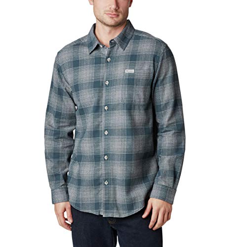 Columbia Men's Big and Tall Boulder Ridge Long Sleeve Flannel, Grey Check, Large