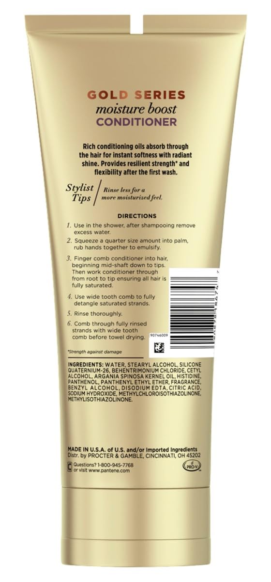 Pantene Gold Series Conditioner Moisture Boost 11.1 Ounce Tube (Pack of 3)