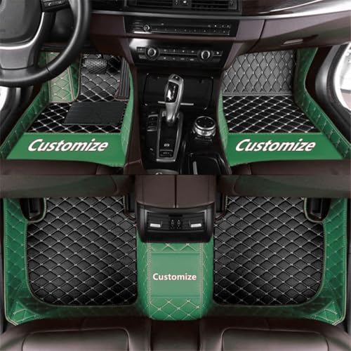 Custom Personalized Floor Mats for Cars,Luxury Full Coverage All Car Floor Mats,Anti-Slip Leather Car Mat Set ,Custom Floor Mats for 99% of Cars, Trucks & SUVs (Edge Light Green, Medium Black, Beige)