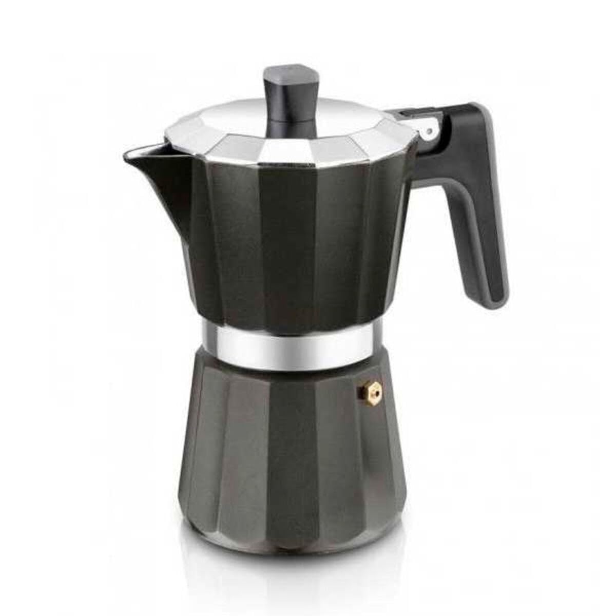 BRA Perfecta Black Cafetera Italiana Inducción, Aluminio, Capacidad 9 tazas, color negro