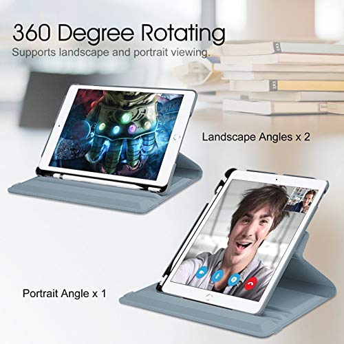 Image of Fintie Rotating Case for iPad 9th Generation (2021) / 8th Generation (2020) / 7th Gen (2019) 10.2 Inch - 360 Degree Rotating Stand Cover with Pencil Holder, Auto Wake Sleep, Cloudy Blue